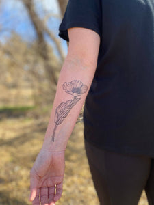 Wild Poppy Flower Temporary Tattoo: 1 Pack